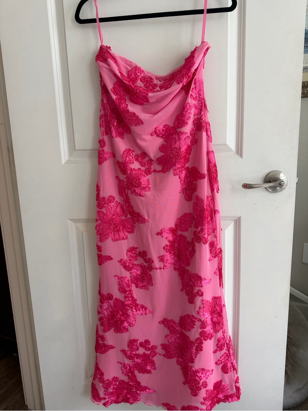 Amazon Hot Pink Floral Strapless Slip Dress